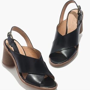 Madewell The Ruthie Crisscross Sandal in Black Leather 7.5